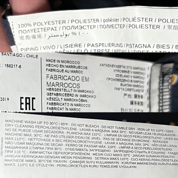 MNG Basics Women's Navy Polka Dot Cuffed Short Sleeve Tie Front Blouse Top Sz 4 - Picture 15 of 15